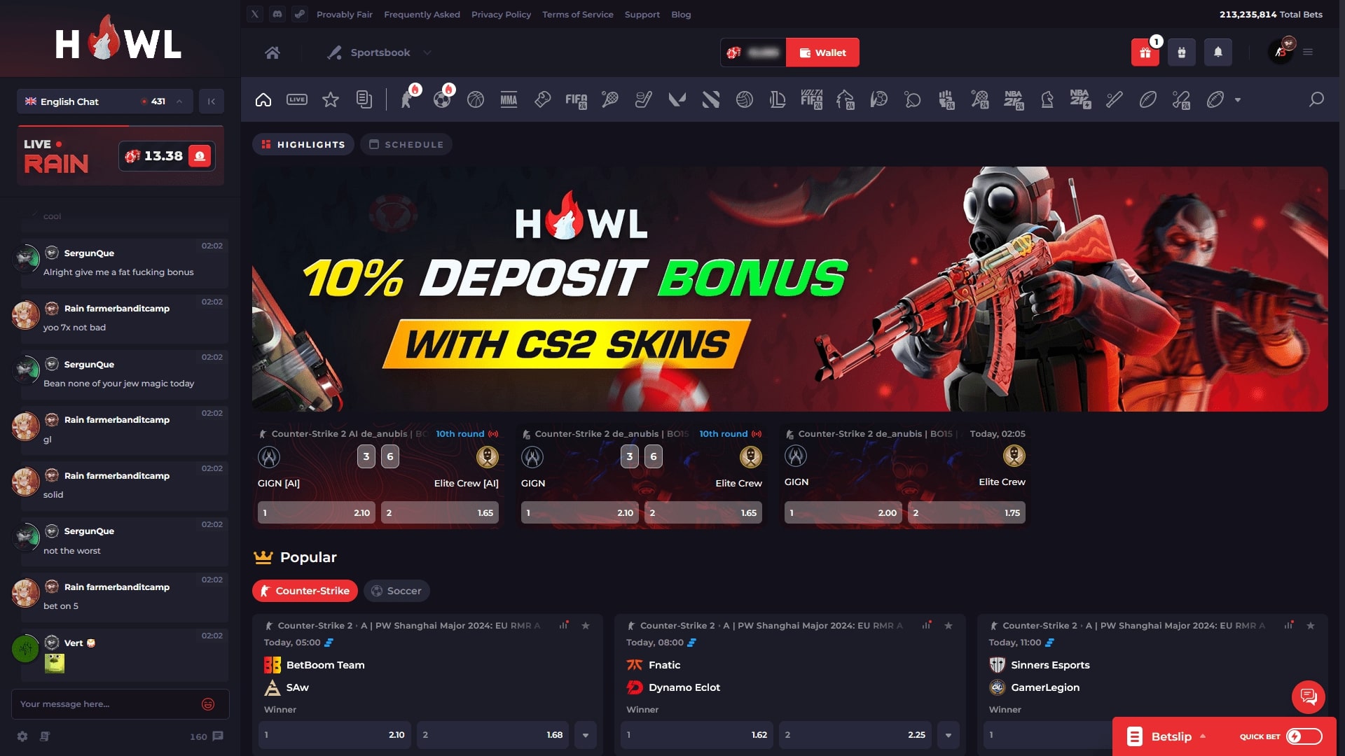 HowlGG Match Betting ScreenShot