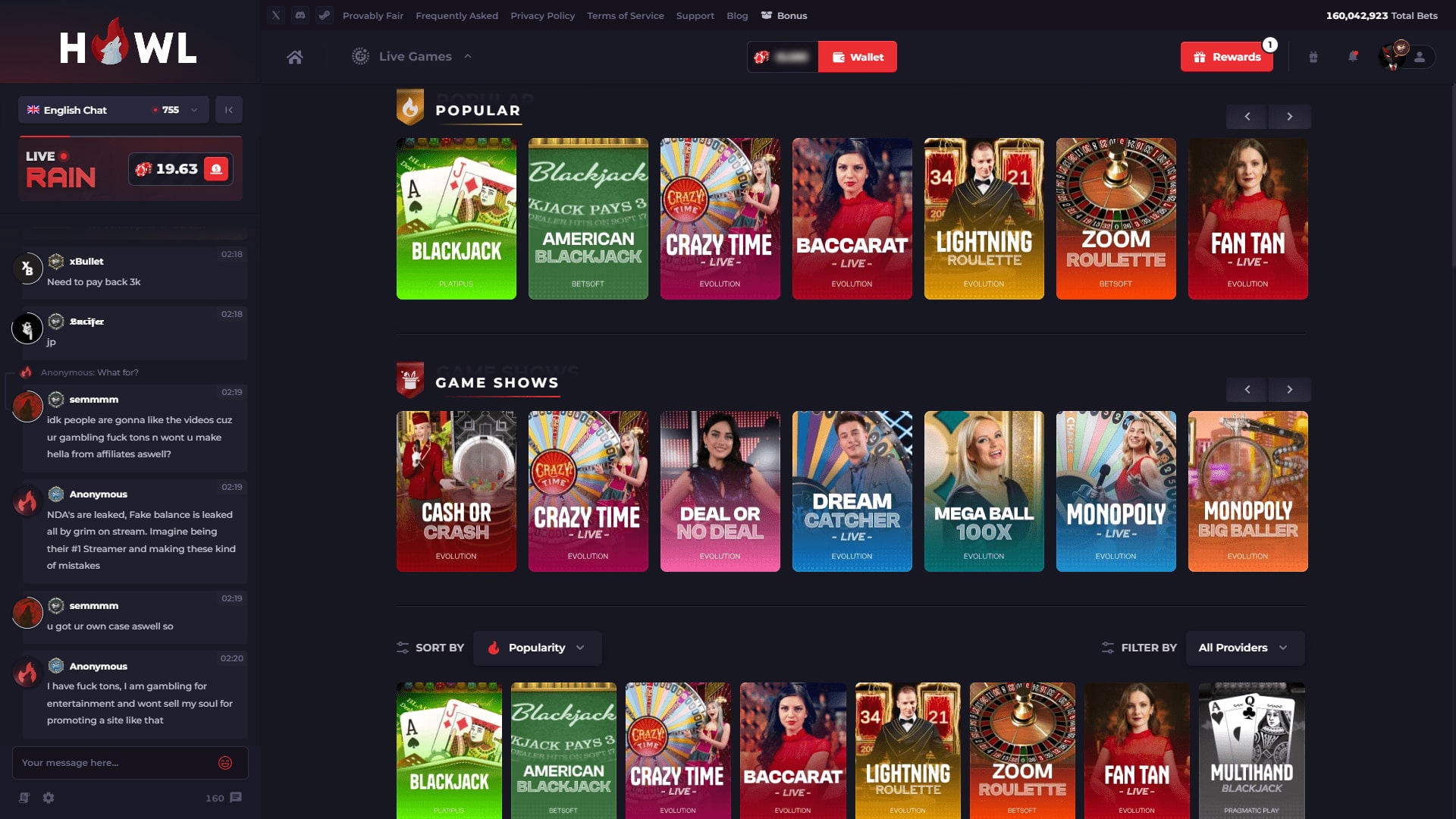 HowlGG Slots and Live Games ScreenShot