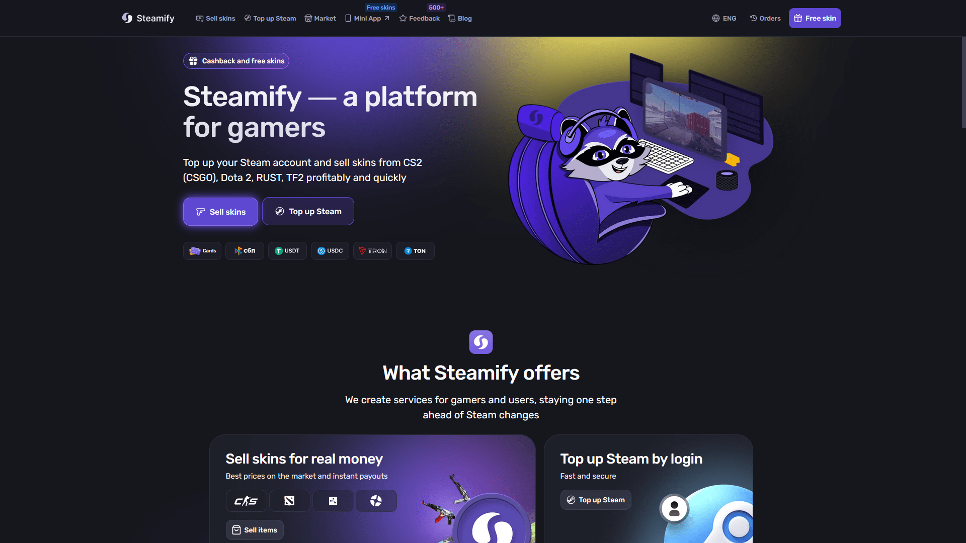 Steamify Main Page ScreenShot